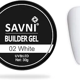 Savni Builder Gel Soft Gel UV/LED for Nail Extension Nail Art Manicure Set 30g (White)-picture-15