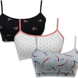 Sillysally Pack of 3 Girls Beginners Bra | Sport Bra Non Padded Non Wired/Double Layered Fabric Bra-picture-35