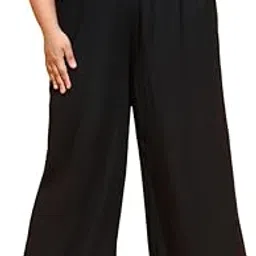 oxolloxo Women Plus Size Elasticated Waist with Tie-Knot Detail Pant with Side Pockets-picture-17