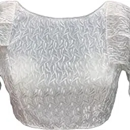 sumaira tex Women's Shipali Net Work Ruffle Sleeves Readymade Saree Blouse-picture-31