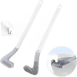 COOFANDY Golf Toilet Brush with Self-Adhesive Wall Hook Holder Set, Flexible Silicone Toilet Bowl Cleaning Brush Bathroom Long Handled Toilet Cleaner Brush, Western & Indian Toilets (Pack of 2)-picture-13