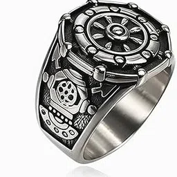 the men thing Royal Series - AQUALOR RING - Pure Stainless Steel Men’s Steel-Black-Plated Ring – Statement Luxury Jewelry (Size : 18-21-24)-picture-28