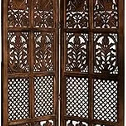 Wooden Room Partition 6 Feet | Room Divider Screen Separator for Living Room Solid Wood Decorative Screen Partition (Floor Standing, Finish Color - Brown, 2 Panel, Pre-Assembled)-picture-16