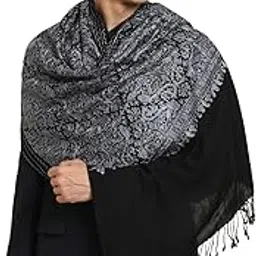 zamour Fine Wool Luxury Stole, Kashmiri Silk Embroidery, Pashmina Feel Shawl Wrap for Men-picture-38