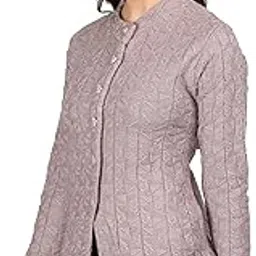 ladywillington Lady Willington Women Woolen Round Neck Self Design Cardigan Heavy Rainbow Fabric Cardigan Winter Wear Pure Wool Cardigan for Women Free Size Long Cotty Warm Cardigan Free Sizes-picture-45