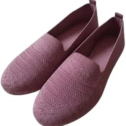 Belly Women's Knitted Slip-On Loafers, Textured Pattern, Mauve Pink-picture-45