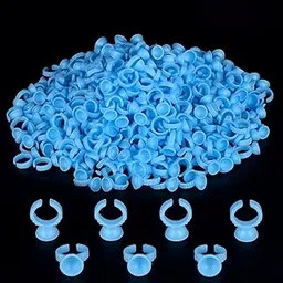 BLUSHIA 100PC Glue Rings for Eyelash Extensions, Plain Glue Rings Lash Cups Holder, Fanning Blossom Cups for Eyelash Extensions (Round Shaped) Blue-picture-46
