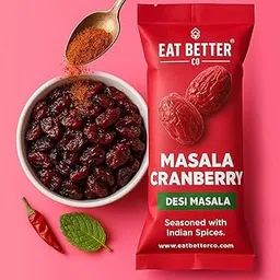 Eat Better Co - Chatpata Cranberry - Desi Masala Flavour | Healthy Snacks - Cranberry Dried - 4 Pocket Packets of 40 gm each-picture-19