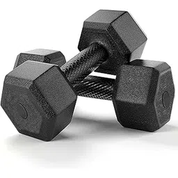 Bodyfit Hex Dumbbell 5 Kg Pair PVC Encase Coating Weight Dumbbell Set for Strength Training, Home Gym Fitness and Full Body Workout,Unisex.-picture-13