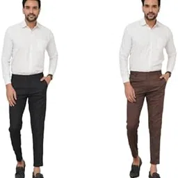 pt padmark Men Normal Formal Polyester Non Strechable Trouser Combo Pack of 2-picture-43