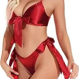 ssoshhub Women Knot Babydoll Lingerie Set for Honeymoon for Woman Thongs | Wedding Valentine Special Night Dress Above Knee Baby Doll Night Dress | Transparent Hot-picture-52