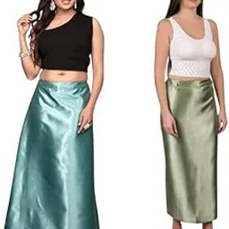 be woman Satin Silk Sarees Petticoat for Women - Pack of 2 | Sari Underskirt | Saree Shape wear Petticoat Skirt with Adjustable Drawstring | Smooth Comfortable Waist Slip (Free Size)-picture-52