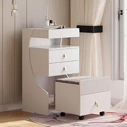 Vandana Interiors Modern White Makeup Vanity Set Mini Dressing Table with Stool & Flip Top Mirror-picture-30