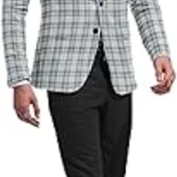 KUNDAN SULZ GWALIOR Men's Un-Stitch Heavy Weighted Checks Pattern Blazer Fabric (2.00 Meters; Light Grey)-picture-26