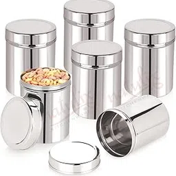 NATULIX 1 Kg Stainless Steel Containers for kitchen | Kitchen Containers Set | Silver (1250ml - 6pcs) Food Grains Capacity - 1kg Approx-picture-35