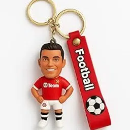 WARMINGO DE Silicone Ronaldo Keychain For Boys Girls Or Gifting | CR7 Football Player Red Jersey | Vibrant Accessory For Soccer Fand And Collectors | Gift For Boyfriend Girlfriend | Return Gift-image-30