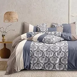 Sitting Style™ 350 Tc Heavy Glace Cotton Super King Size Duvet Cover II Razai Cover II Quilt Cover for Double Bed Size with Zipper (Dohars) 108x108 inch-Multicolor-image-66