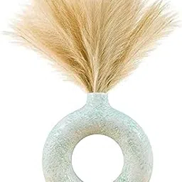 Rousrie Aesthetic Ceramic Flowers Vase for Living Room, Dining Table, Study Table Home Decoration, White Flower Pot for Gifting and Décor (Big Green Donut)-image-43