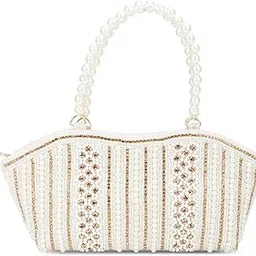 Shanvi Handicraft Women's Small Cutest Vintage Style Pearl Tote Wrist Bag Evening Clutch Purse-picture-22