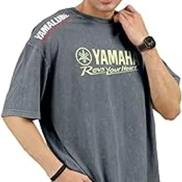 crazymonk Yamaha Printed Acid Wash Oversized T-Shirt - Steel Grey-picture-58