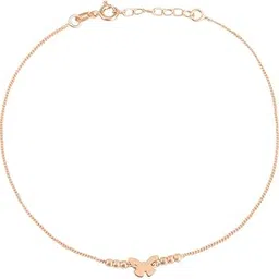 zavya 925 Sterling Silver Beads Butterfly Rose Gold Plating Chain Anklet (Single) | Gift for Women & Girls | With Certificate of Authenticity & 925 Stamp-picture-24