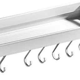 Enakshi (LABEL) Creations Bathroom Floating Shelves Space Saving Modern Kitchen Wall Shelf With S Hook White 50Cm|Home & Garden|Kitchen Dining & Bar|Kitchen Storage & Organization|Racks & Holders-image-89