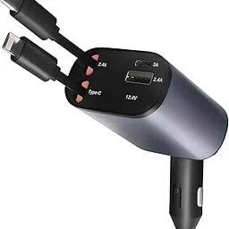 UNBREAKcable 120W 4 in 1 Retractable Car Charger,Car Phone Charger, Retractable Cables & 2 USB Ports Car Adapter for Android Phones & iPhone 17/16/15/14/13/12/11 Pro Max,Xr,Ipad & Other Smartphones-picture-53