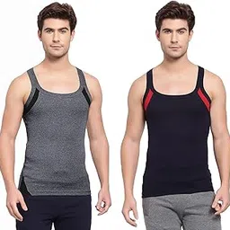 sporto Men's Cotton Solid Square Neck Sleeveless Gym Vest - Pack of 2 (#755)-picture-26