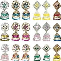 Traditional Earrings Fancy Fashion Jewellery Jhumka Earrings for Ladies Earring Jhumki Combo OF 12 Wedding Party Birthday Gift Earrings for Women Girls-image-4