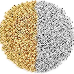ABSCCB Round 4mm Spacer Beads for Jewelry Making - 400 Pcs (200 Silver & 200 Gold) Interval Beads for Bracelets, Necklaces, DIY Craft Projects, and Jewelry Designs-image-53