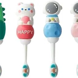 Radhya Accessories Soft Microfibre Bristles Silicon Cute Space Astronaut Rocket Manual Toothbrush For Kids 2+ Years In A Travel Case Box (1 Pc),Multicolour image 1