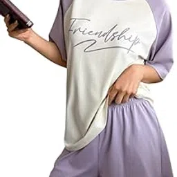 Women’s Printed Cotton Pyjama Set with Short Sleeves & Shorts – Soft & Breathable Nightwear for Daily Comfort & Lounge Wear-image-31