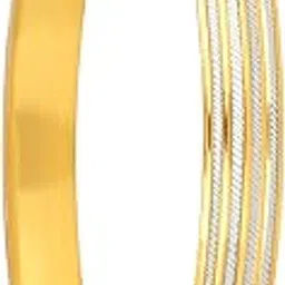 shining jewel - by shivansh Shining Jewel 316 Stainless Steel Two Dual Tone Designer Stylish Self Design Amritsari Gold Plated Sikh Kada for Men-picture-18