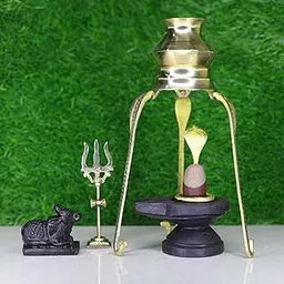 Narmadeshwar Shivling Narmada Full Set with Jaladhari, Naag (Snake), Nandi, Trishul & Water Stand for Home Puja (1.5 Inch Shivling - 3 Inch Base)-picture-42