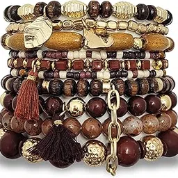 Bohemian Multicolour Beads Bracelet Set for Women and Girls – Handmade Stackable Stretchable Boho Charm Bracelets for Stylish Looks-image-86