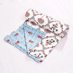 INDRA'S Jaipuri Reversible AC Dohar Single Bed- Soft Cotton Blanket | AC Blanket | Lightweight & Breathable | Perfect for Summer and Winter | Ideal for Bed, Couch, Guest Room(Red-Blue)-picture-42
