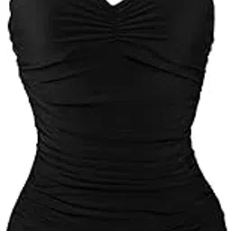 snappsy Womens One Piece Swimsuit Swimming Costume Padded Halter Swimwear Black M-picture-35