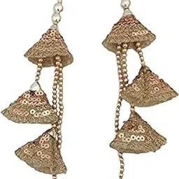 Shoppingover Rose Golden latkan for Lehenga Heavy and Long Hand Made Blouse Tassels (Pack of 2 Latkans)-picture-44