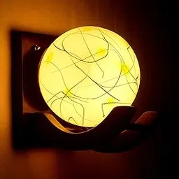 Industries Designer Home Decorative Modern Wall lamp for Living Room for Indoor Application Nordic Wooden Wall Lamps with Marble Glass Shades Without Bulb (ONECYH3 W15)-picture-68