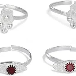 aanyacentric Combo of 2 Pair Toe Rings Adjustable Traditional & Fashionable Accessories-picture-41