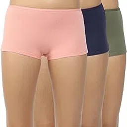 shyygl Women Cotton Panty Spandex Boy Shorts Panties High Rise fit Complete Coverage Soft Comfortable Moisture absorbant Solid Color Model 912 (Pack of 3)-picture-13