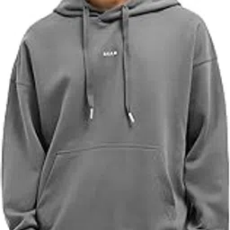 the bear house Men's Solid Cotton Blend Relaxed Fit Hoodie with Kangaroo Pocket-picture-32