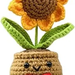 NHCDFA Crochet Flower, Crochet Flowers Bouquet, Comfort Dispenser, Motivation & Anti-Stress | Pocket Hug, Courage, Soul Comforter | Emotional Support (Sunflower)-image-34