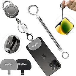 Kaptron Theft and Drop Protection Phone Tether - 30” Safety Retractable Phone Clip, Anti-Drop Travel Clip, Universal Retractable Phone Lanyard with Carabiner, Finger Strap, Phone Tether Tabs-picture-17