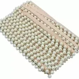 Generic Divara - Pearl Trim Border, Pearl Laces For Dresses, Fashion Designing, Diy Craft 8.5 Mtr Moti Beads Lace For Bridal Dresses, Sarees, Lehenga, Suits, Bags, Lace Reel (Pack Of 1) - White-picture-51