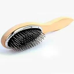 BLUSHIA (Pack of 1) Metal Hair Comb Metal Bristles Brush Wood Hair Comb for Hair Drying Styling Lady Makeup Use-picture-37