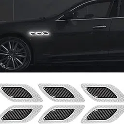 MIZZEO 3D Strong Reflective Stripe Stickers for Car Fender Hood Bumper High-Intensity Night Visibility (Carbon Fibred, Pack of 6, White) Compatible with Mahindra Bolero Neo-image-31