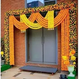 CosaCentrum Artificial Marigold Flower Garland for Decoration | Toran for Door, Wedding, Diwali, Pooja – Pack of 24 Size - 5ft-image-13