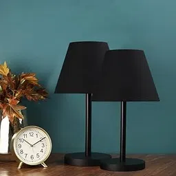 Glam Metal Table Lamp Set of 2, Simplify Living Room, Bedroom, House, Bedside, Nightstand, Home, Office, Reading Light, Side Table (Dark Black)-picture-10