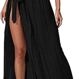 gorglitter Women's Chiffon Bathing Suit Knot Side Sarong Cover Ups Split Vacation Beachwear-picture-23